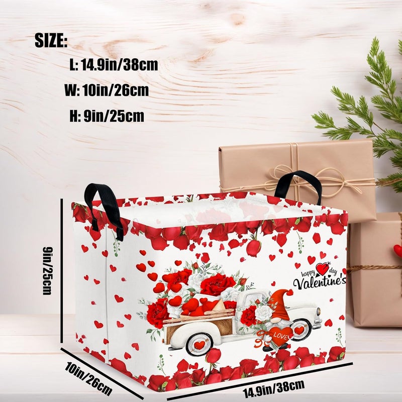 SETAMA Cute Large Valentine's Day Gift Basket Empty Heart Decor Storage Bin for Kid Baby Room Décor (White Truck Roses) - Image 3